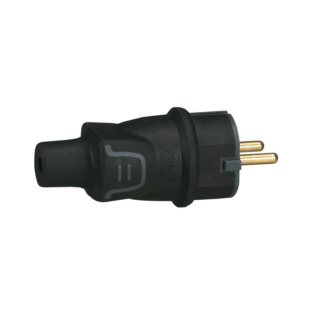 Stecker Abschüssig 2P+T 16A Schwarz – CEI-zertifiziert, Aus Stoßfestem Polycarbonat