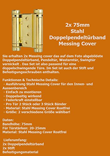2x Stahl 75mm Messing Cover Pendeltürband Pendeltürscharnier Schwingtür Tür S...
