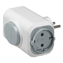 Plug socket 2 x 2P+E with button White - Legrand Helium 50665