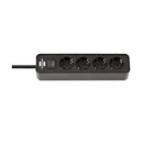 Socket 4x 2P+E Ecolor with switch and cable 1.5m Black - Brennenstuhl Ecolor BS1153240000