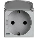Shuko 2P+E socket with cap 2M Aluminium - bticino Axolute HC4141PW