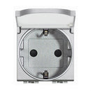 Shuko 2P+E socket with cap 2M Aluminium - bticino Livinglight NT4141PW