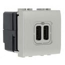 Socket 2xUSB 1500mA 2M Aluminium - bticino Livinglight NT4285C2