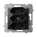 Socket Euro triple 2P+E Black - OSPEL Aria GP-3U/m/33