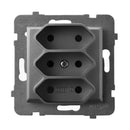 Socket Euro triple 2P+E grey mat - OSPEL Aria GP-3U/m/70