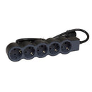 5x 2P+E Schuko power strip with 3m cable, color Black - Legrand Standart 694564