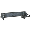 5x 2P+E Schuko power strip, ON/OFF button, with 1.5m cable, colour Black/Dark Grey - Legrand Premium 694532