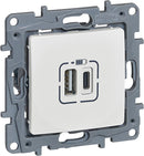 Socket 2xUSB for charging type A+C 5V 3A 15W White - Legrand Niloe 764597