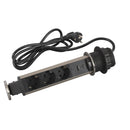 Furniture column F60mm 3x 2P+E Shuko, USB 15W A+C, with cable 2m, color Black Metal - Legrand Incara Tower 60 654974