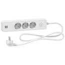 Schuko power strip 3x 2P+E with 2x USB port with switch and cable 1.5m White - SCHNEIDER ELECTRIC Unica ST943U1W