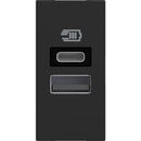 Socket 2x USB Type A+C 15W/3A 5V 1M Classia Black /bluster/ - bticino Classia RG4191AC