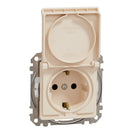 Socket Schuko 2P+E 16A auto terminals child protection cover IP44 Cream - SCHNEIDER ELECTRIC Sedna Design SDD212024
