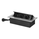 Built-in furniture box 3x 2P+E Shuko, with cable 1.5m, color Aluminium - ORNO OR-GM-9033(GS)/G