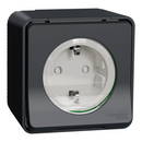 Schuko 2P+E 16A monoblock socket with child protection and automatic terminals OM IP55 Anthracite - SCHNEIDER ELECTRIC Mureva Styl MUR36034