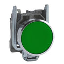 Harmony XB4, Button, metal, flat, green, Ø22, spring return, without marking, 1 NO - SCHNEIDER ELECTRIC Harmony XB4 XB4BA31