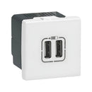 Socket 2x USB type A+A 12W 2.4A 2M White - Legrand Mosaic 77594