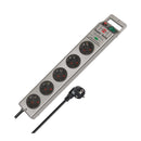 Socket 5x 2P+E overload protection 13.500A with switch and cable 2.5m Silver/Black - Brennenstuhl Super-solid BS1153340315