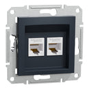 Socket 2x RJ45 UTP Cat.5e without frame Anthracite - SCHNEIDER ELECTRIC Asfora EPH4400171