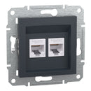 Socket 2x RJ45 UTP Cat.6 without frame Anthracite - SCHNEIDER ELECTRIC Asfora EPH4800171