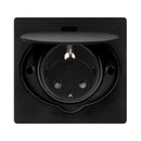 Shuko 2P+E socket with cover Ф60mm IP44 Black - Orno Hermetic electrical socket OR-AE-1397(GS)/B