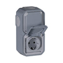 Socket double Shuko 2x 2P+E 16A monoblock vertical mounting screw terminals IP55 Grey - Legrand Plexo New 069744L