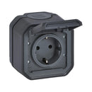 Shuko 2P+E 16A monoblock socket with child protection and automatic terminals OM IP55 Anthracite - Legrand Plexo New 069799L