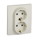 Shocko double socket with frame with child protection 2P+E 16A Cream - Legrand Niloe 764644