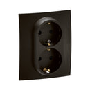 Shuko double socket 2x 2P+E 16A with child protection and automatic terminals with frame Black - Legrand Niloe New NP3130BK