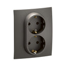 Shuko double socket 2x 2P+E 16A with child protection and automatic terminals with frame Grey - Legrand Niloe New NP3130MG