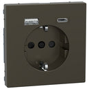 Shocko 16A socket with 2x USB A+C 3A 15W with faceplate colour Mocha System Design - Schneider Electric Merten System Design MEG2367-6052