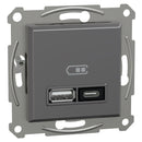Double USB charger type A+C 3A 21W Anthracite without frame - Schneider Electric Asfora EPH2700571
