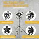 Latrans LED-Baustrahler mit Stativ, 100 W (2 x 50 W), 6500 K, Arbeitsleuchte, Arbeitsscheinwerfer, 5 m, Baustrahler, Baustellenlampe, für den Innen- und Außenbereich, höhenverstellbar (schwarz)