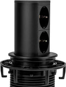 Steckdosenelement Elevator 1 x Schukosteckdose, schwarz mit 2 meter Kabel