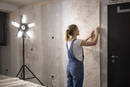 Latrans LED-Baustrahler mit Stativ, 100 W (2 x 50 W), 6500 K, Arbeitsleuchte, Arbeitsscheinwerfer, 5 m, Baustrahler, Baustellenlampe, für den Innen- und Außenbereich, höhenverstellbar (schwarz)