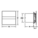 Ventilator Lüfter CATA E-100 GTH incl. Rückschlagklappe !!! Timer Nachlauf Feuchtesteuerung, Feuchtesensor LED – Display, Glasfront stark 115 m3/h sehr leise 31dB energiesparend 8W Kugellager