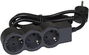 Steckdosenleiste SCHWARZ 3x2P + E mit Kabel 5.0 Meter / 1,5 mm2 Standard NEU ...