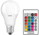 Osram LED Base Classic A RGBW Lampe, in Kolbenform mit E27 Sockel, dimmbarkeit und Farbsteuerung per Fernbedienung, Ersetzt 60 Watt, Warmweiß - 2700 Kelvin, 1er-Pack [Energieklasse A+]