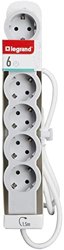 Steckdosenleiste Weiss 6x2P + E mit Kabel 1,5 Meter / 1,5mm2 Standard NEU Leg...