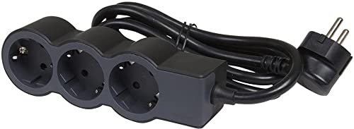 Power strip BLACK 3x2P + E with cable 5.0 meters / 1.5 mm2 Standard NEW ...