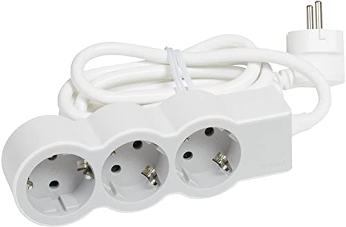 Power strip white 3x2P + E with cable 3 meters / 1.5mm2 standard NEW Legra...