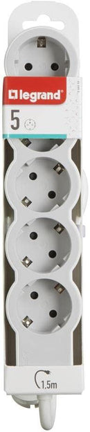 Steckdosenleiste Weiss 5x2P + E mit Kabel 5,0 Meter / 1,5mm2 Standard NEU Leg...