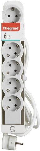 Steckdosenleiste Weiss 6x2P + E mit Kabel 3,0 Meter / 1,5mm2 Standard NEU Leg...