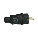 Doppelpoliger Stecker 2P+T 16A IP44 aus schwarzem Gummi und hohe Widerstandsf...
