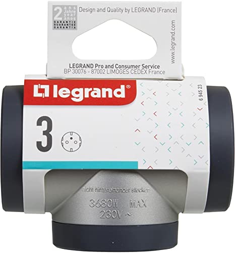 Verteiler 3X Schuko T-Form Grau Schwarz NEU Legrand
