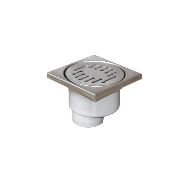 Bodenablauf - Duschablauf 100x100mm Ø 50, Edelstahlrost senkrecht 66mm (66mm)