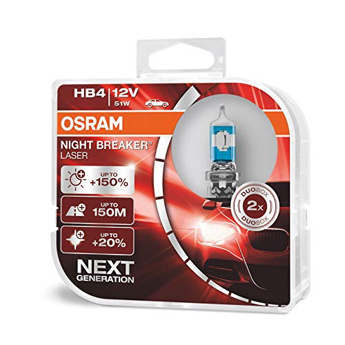 OSRAM NIGHT BREAKER LASER HB4, +150% mehr Helligkeit, Halogen-Scheinwerferlam...