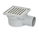 Floor drain - shower drain 100x100mm Ø 50, stainless steel grate 