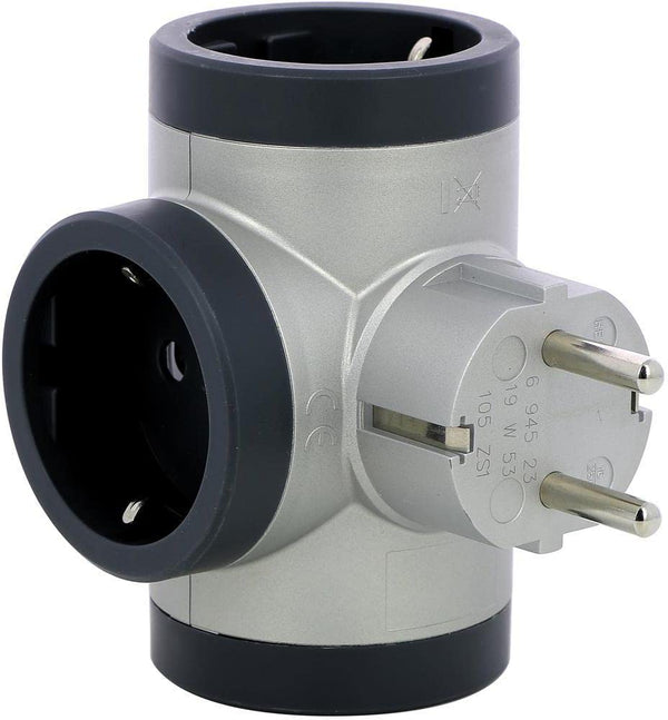 Verteiler 3X Schuko T-Form Grau Schwarz NEU Legrand