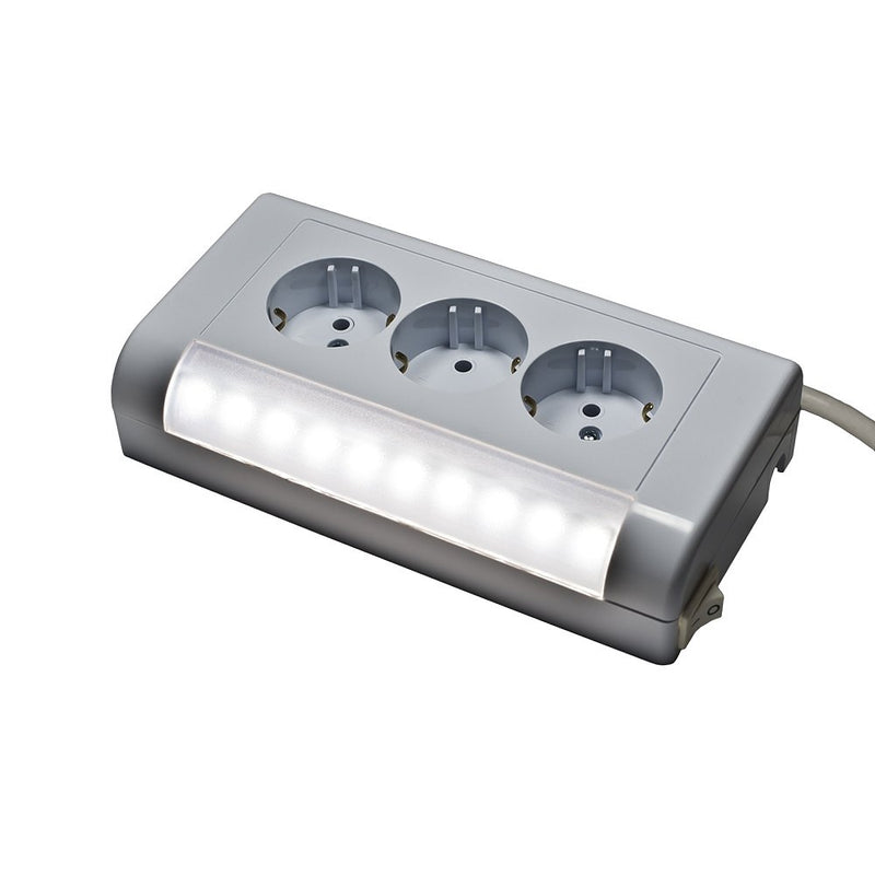 Kombi-Steckdose/Steckdose auf einem Sockel Komplett NEU Aufputz Schucko Steckdosen 2-fach,3 fach oder 3-fach mit LED (3-fach mit LED)