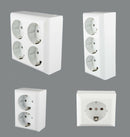 NEU Aufputz Schuko Steckdosen 1-fach, 2-fach,3 fach und 4-fach oder Verteiler